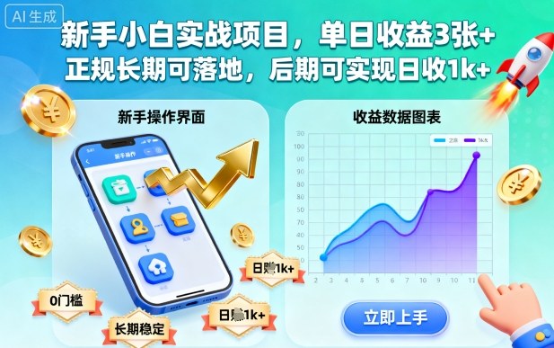 新手小白实战项目，单日收益3张+，正规长期可落地，后期可实现日收1k+【揭秘】-蚂蚁汇资源分享项目网