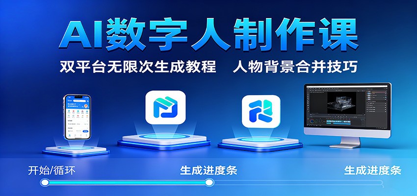 AI数字人制作课：双平台无限次生成教程，人物背景合并技巧-蚂蚁汇资源分享项目网