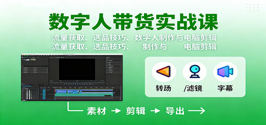 数字人变现实战课：流量获取、选品技巧、数字人制作与电脑剪辑-蚂蚁汇资源分享项目网