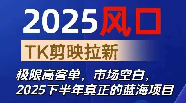 2025风口TK剪映capcut拉新项目，极限高客单，市场空白，2025下半年真正的蓝海项目-蚂蚁汇资源分享项目网