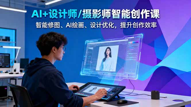 AI+设计师/摄影师智能创作课：智能修图、AI绘画、设计优化，提升创作效率-蚂蚁汇资源分享项目网
