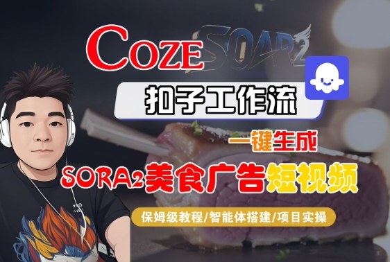Coze扣子智能体工作流一键生成“SORA2美食广告“短视频，全流程保姆级教学-蚂蚁汇资源分享项目网