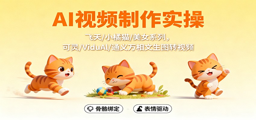 AI视频制作实操，飞天/小橘猫/美女系列，可灵/ViduAl/通义万相文生图转视频-蚂蚁汇资源分享项目网
