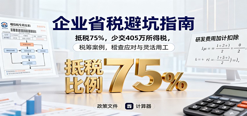 企业省税避坑指南：抵税75%，少交405万所得税，税筹案例，稽查应对与灵活用工-蚂蚁汇资源分享项目网