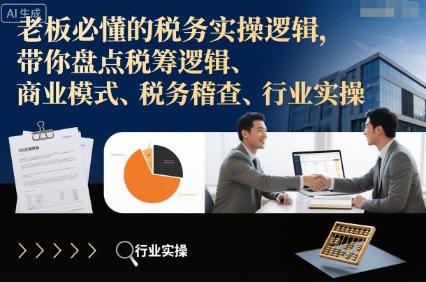 老板必懂的税务实操逻辑，带你盘点税筹逻辑、商业模式、税务稽查、行业实操-蚂蚁汇资源分享项目网