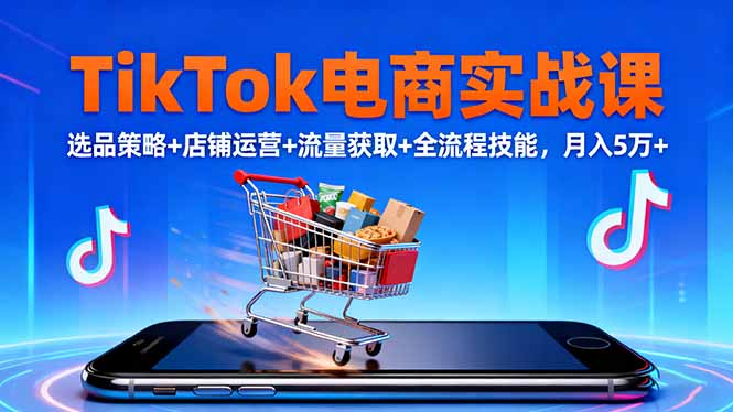 TikTok电商实战课10月，选品策略+店铺运营+流量获取+全流程技能，月入5万+-蚂蚁汇资源分享项目网