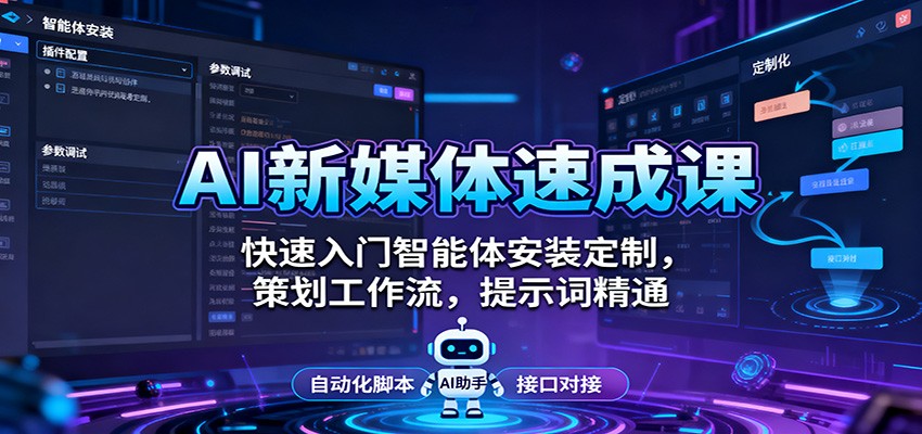 AI新媒体速成课：快速入门智能体安装定制，策划工作流，提示词精通-蚂蚁汇资源分享项目网