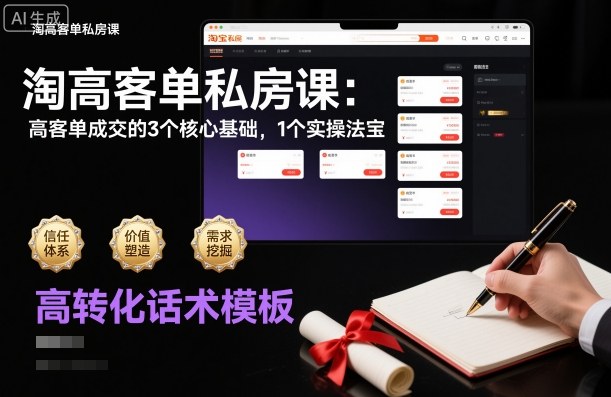 淘高客单私房课：高客单成交的3个核心基础，1个实操法宝-蚂蚁汇资源分享项目网