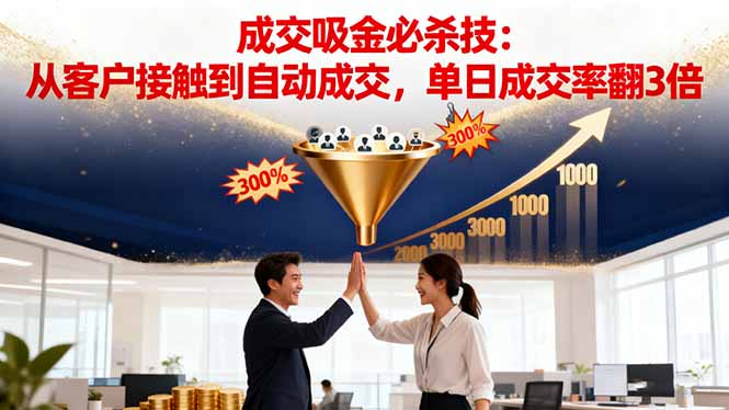 吸金成交营销必杀技：从客户接触到自动成交，单日成交率翻3倍-蚂蚁汇资源分享项目网
