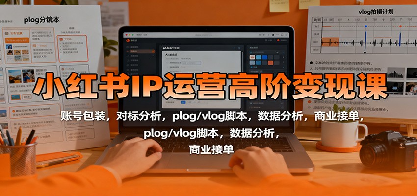 小红书IP运营高阶变现课：账号包装，对标分析，plog/vlog脚本，数据分析，商业接单-蚂蚁汇资源分享项目网