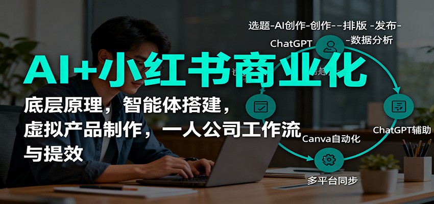 AI+小红书商业化，底层原理，智能体搭建，虚拟产品制作，一人公司工作流与提效-蚂蚁汇资源分享项目网