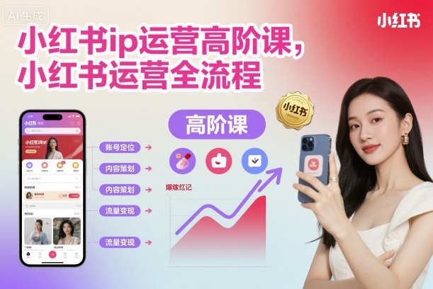 小红书ip运营高阶课，小红书运营全流程-蚂蚁汇资源分享项目网