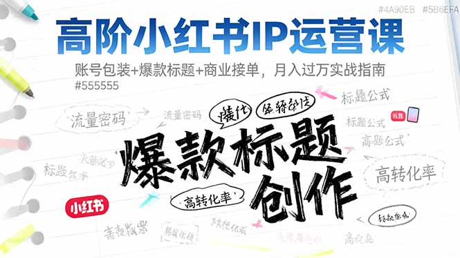 高阶小红书IP运营课：账号包装+爆款标题+商业接单，月入过万实战指南-蚂蚁汇资源分享项目网