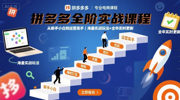 拼多多全阶实战课程，从新手小白到运营高手，海量实战玩法+全年实时更新【2025年10月更新】-蚂蚁汇资源分享项目网