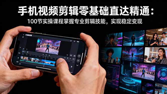 手机视频剪辑零基础直达精通：100节实操课程掌握专业剪辑技能，实现稳...-蚂蚁汇资源分享项目网