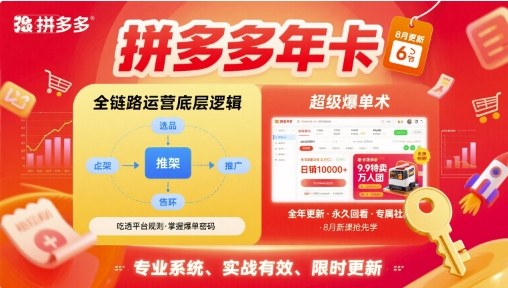 拼多多年卡，拼多多全链路运营底层逻辑，超级爆单术【更新10月】-蚂蚁汇资源分享项目网