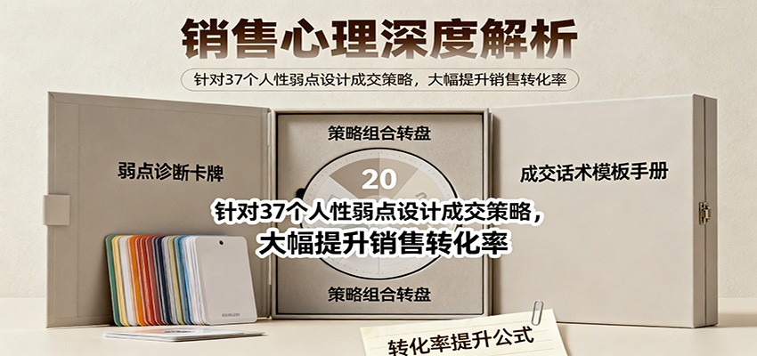 销售心理深度解析：针对37个人性弱点设计成交策略，大幅提升销售转化率！-蚂蚁汇资源分享项目网