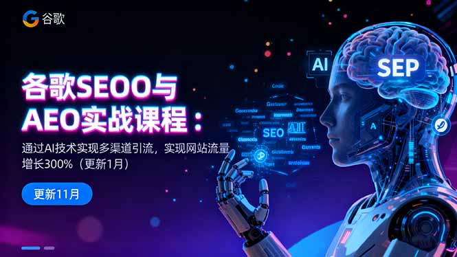 谷歌SEO与AEO实战课程：通过AI技术实现多渠道引流，实现网站流量增长300%-蚂蚁汇资源分享项目网