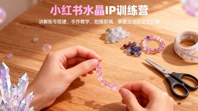 小红书水晶IP训练营，讲解账号搭建、手作教学、拍摄剪辑，全流程运营技能-蚂蚁汇资源分享项目网