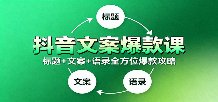 抖音文案爆款课：9大标题绝招，各类型必火文案，100条万能文案情感语录-蚂蚁汇资源分享项目网