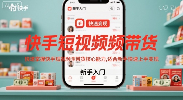 快手短视频带货，快速掌握快手短视频带货核心能力，适合新手快速上手变现-蚂蚁汇资源分享项目网