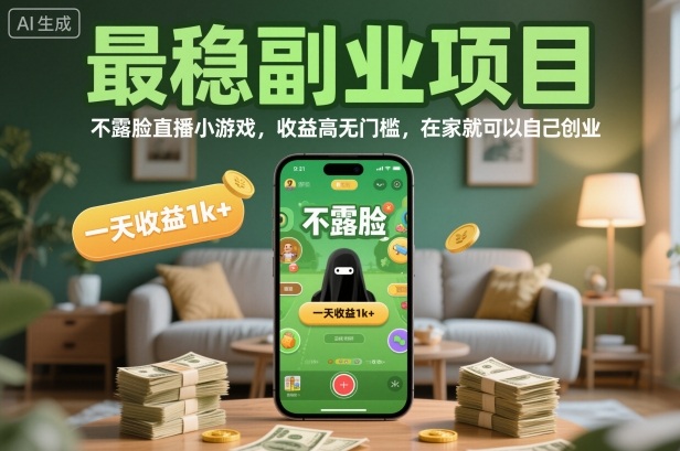 最稳副业项目，不露脸直播小游戏，收益高无门槛，一天收益1k+，在家就可以自己创业【揭秘】-蚂蚁汇资源分享项目网