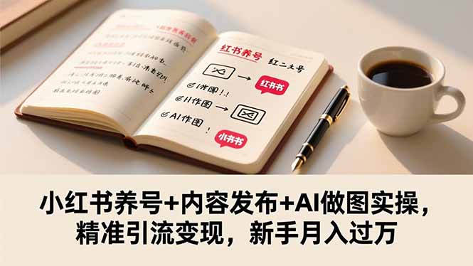 小红书养号+内容发布+AI做图实操，精准引流变现，新手月入过万-蚂蚁汇资源分享项目网
