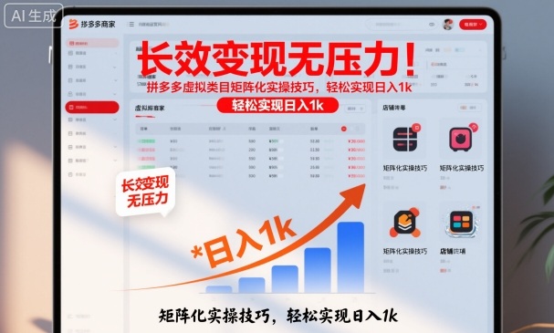 长效变现无压力！拼多多虚拟类目矩阵化实操技巧，轻松实现日入1k【揭秘】-蚂蚁汇资源分享项目网