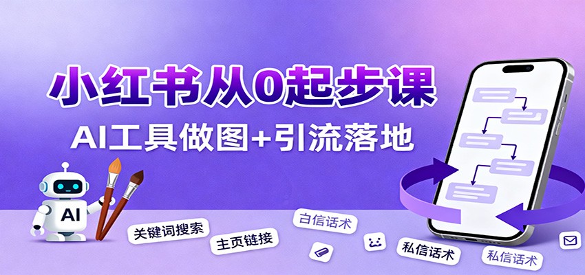 小红书引流从0起步，养号、内容发布、运营、AI工具做图，引流落地-蚂蚁汇资源分享项目网
