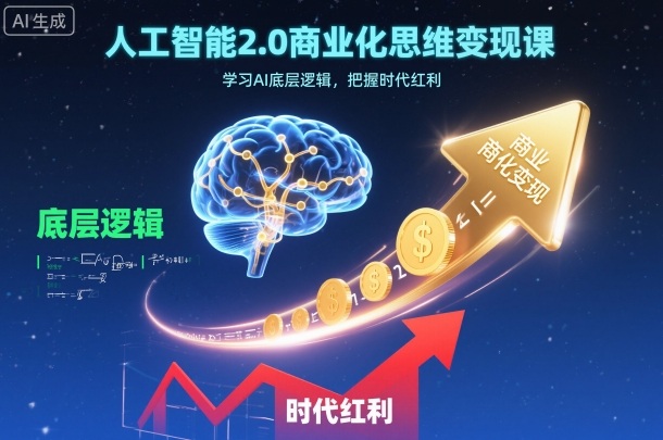人工智能2.0商业化思维变现课，学习AI底层逻辑，把握时代红利-蚂蚁汇资源分享项目网