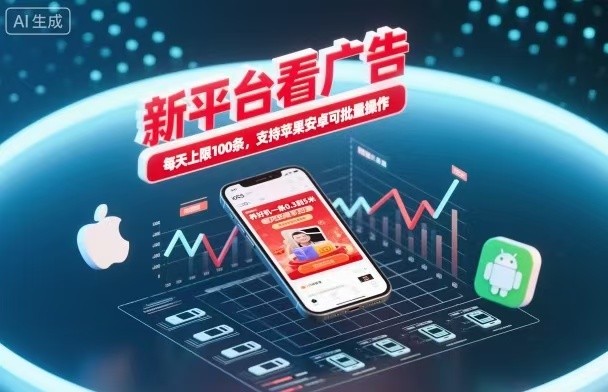 新台看广告，养好机一条5毛到5块，单机日入30到100，支持苹果安卓，可批量操作。-蚂蚁汇资源分享项目网