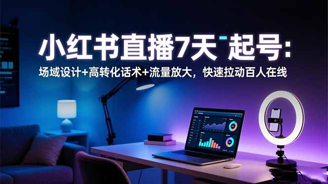 小红书直播7天起号：场域设计+高转化话术+流量放大，快速拉动百人在线-蚂蚁汇资源分享项目网