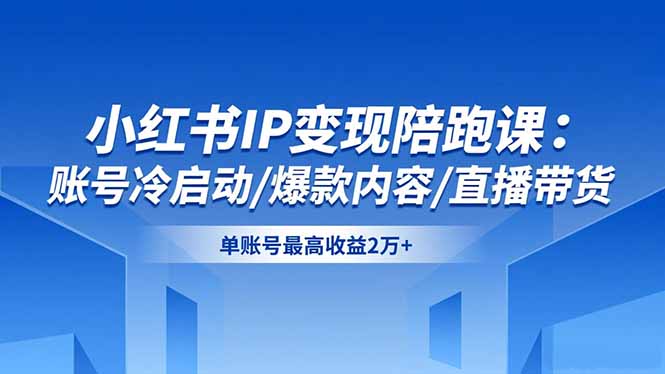 小红书IP变现陪跑课：账号冷启动/爆款内容/直播带货，单账号最高收益2万+-蚂蚁汇资源分享项目网