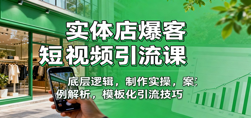 实体店爆客短视频引流课：底层逻辑，制作实操，案例解析，模板化引流技巧-蚂蚁汇资源分享项目网