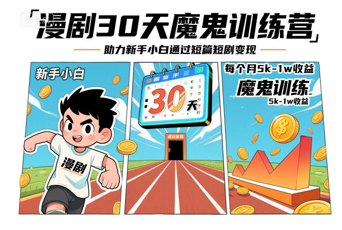 漫剧30天魔鬼训练营，助力新手小白通过短篇短剧变现，每个月5k-1w收益-蚂蚁汇资源分享项目网