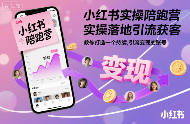 小红书实操陪跑营，实操落地引流获客，教你打造一个持续引流变现的账号-蚂蚁汇资源分享项目网