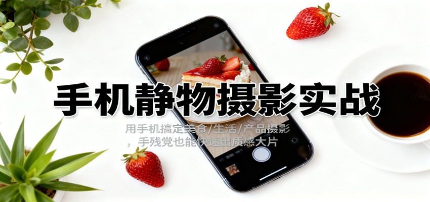 手机静物摄影实战，用手机搞定美食/生活/产品摄影，手残党也能快速出质感大片-蚂蚁汇资源分享项目网