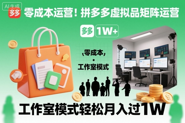 零成本运营！拼多多虚拟品矩阵运营，工作室模式轻松月入过1W-蚂蚁汇资源分享项目网