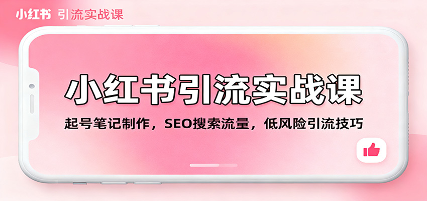 小红书引流实战课：起号笔记制作，SEO搜索流量，低风险引流技巧-蚂蚁汇资源分享项目网