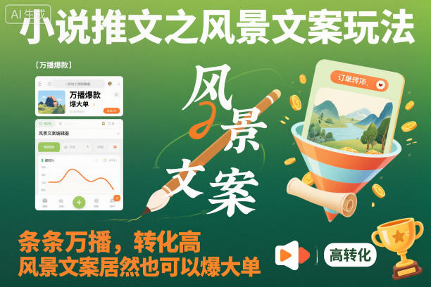 小说推文之风景文案玩法，条条万播，转化高，风景文案居然也可以爆大单！-蚂蚁汇资源分享项目网