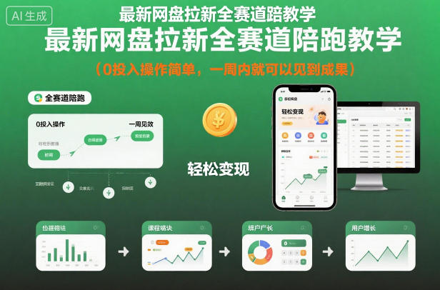 最新网盘拉新全赛道陪跑教学，0投入操作简单，一周内就可以见到成果-蚂蚁汇资源分享项目网