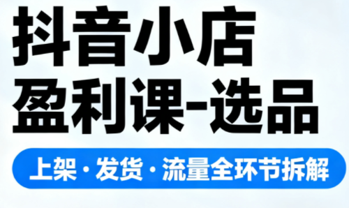 抖音小店盈利课-选品·上架·发货·流量全环节拆解-蚂蚁汇资源分享项目网