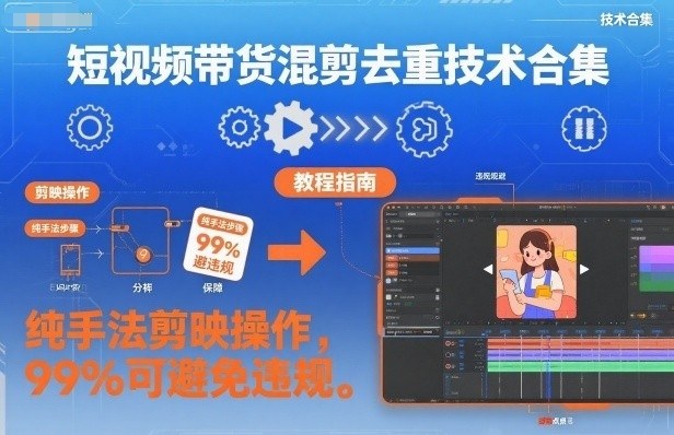 短视频带货混剪去重技术合集，纯手法剪映操作，99%可避免违规-蚂蚁汇资源分享项目网