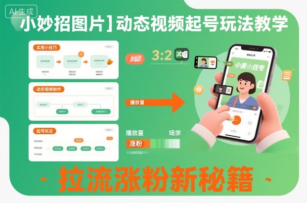 小妙招图片＋动态视频起号玩法教学，拉流涨粉新秘籍-蚂蚁汇资源分享项目网