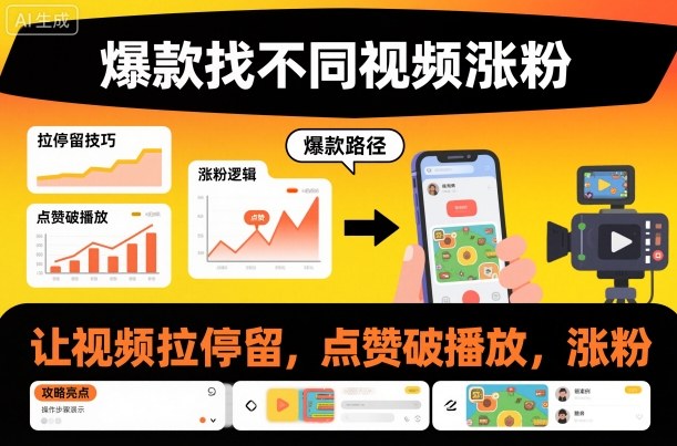 爆款找不同视频涨粉，让视频拉停留，实现点赞，破播放，涨粉-蚂蚁汇资源分享项目网