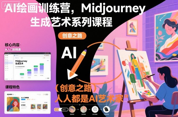 AI绘画训练营，Midjourney生成艺术系列课程，人人都是AI艺术家-蚂蚁汇资源分享项目网
