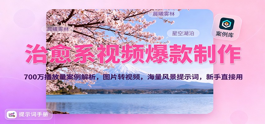 治愈系视频爆款制作，700万播放量案例解析，图片转视频，海量风景提示词，新手直接用-蚂蚁汇资源分享项目网