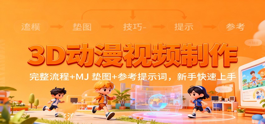3D动漫视频制作，完整流程+MJ 垫图+参考提示词，新手快速上手-蚂蚁汇资源分享项目网