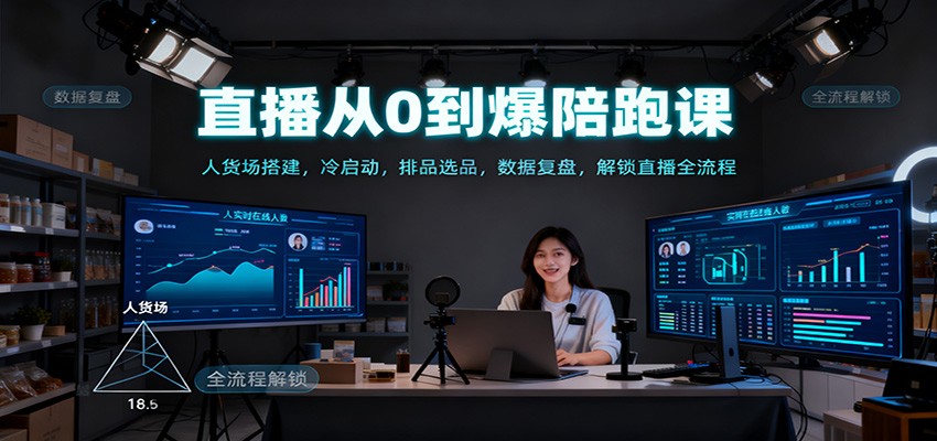 直播从0到爆陪跑课：人货场搭建，冷启动，排品选品，数据复盘，解锁直播全流程-蚂蚁汇资源分享项目网