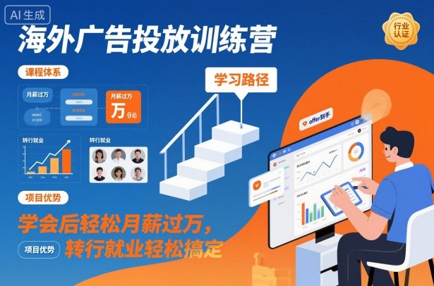 海外广告投放训练营，学会后轻松月薪过万，转行就业轻松搞定-蚂蚁汇资源分享项目网